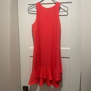 Eliza J Vibrant Coral High Low Dress